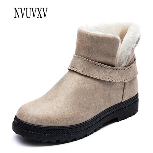 

classic women boots suede ankle snow boots warm women shoes fur plush insole botas mujer lace-up short boot sh274, Black