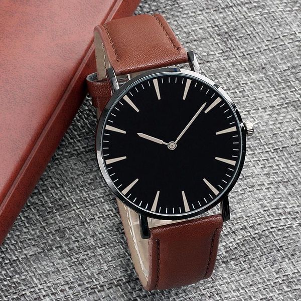 

classic quartz couple wrist watch men and women watches leather strap wristwatches clock gift1, Slivery;brown