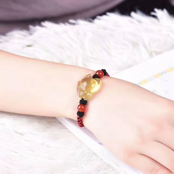 

wholesale open light natural crystal bracelets hand waved round bead with big head bracelet lucky fashion jewelry, Black