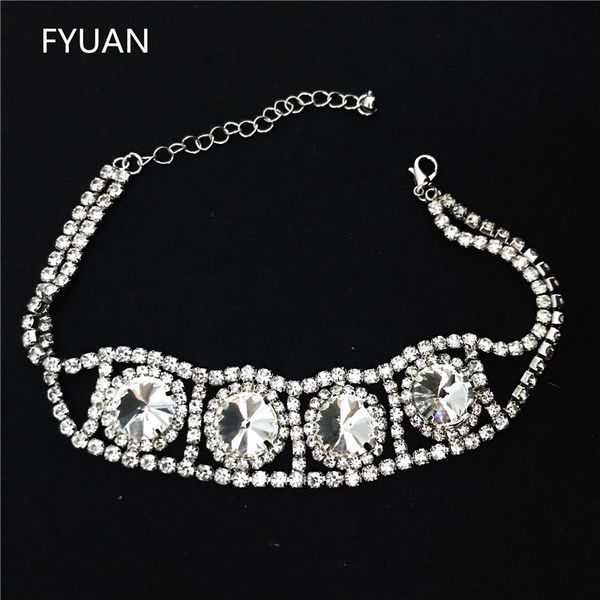 

fyuan мода кристалл choker ожерелье для женщин геометрической rhinestone ожерелья себе ювелирных изделия партии подарков, Golden;silver