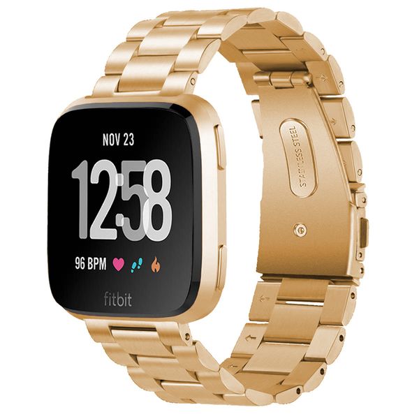 

stainless steel watchband for fitbit versa 4 3/sense smart watch strap wristbands 3 bead band replacement versa4 versa3