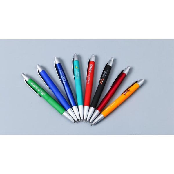 

plastic rubber with custom logo printing fast delivery black refill ballpoint pen ball pen personalized pro jllfsu yummy_shop, Blue;orange