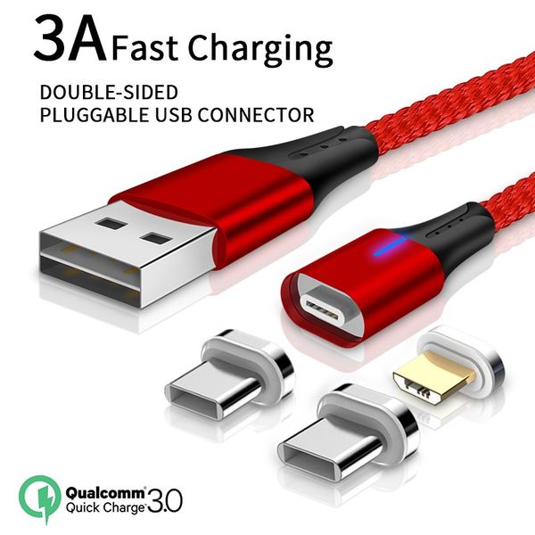 

3a wholesale phone charger magnetic micro usb type c data cable magnetic cable usb magnetic cable fast charge for smartphones