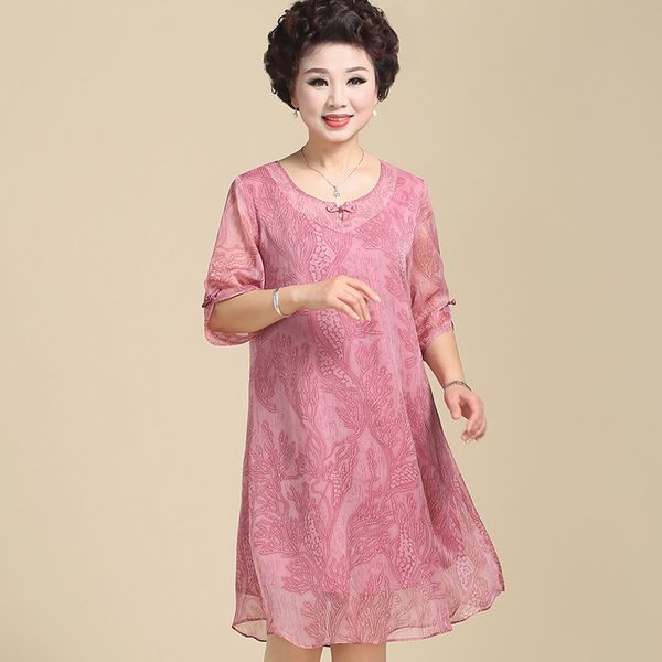 

2021 new femme middle-aged robe red chiffon loose summer dresses big size 5xl 6xl women's clothes fy651 doqi, Black;gray