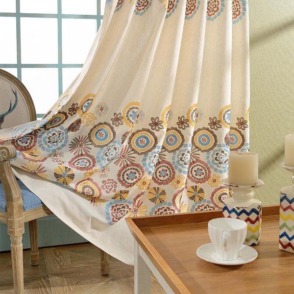 

curtain & drapes beige embroidered curtains for living room bedroom,modern floral window treatments decor panel tulle