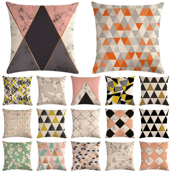 

pink marble geometric decorative cotton linen cushion cover pillowcase 45*45 throw pillow home decor pillowcover 40602