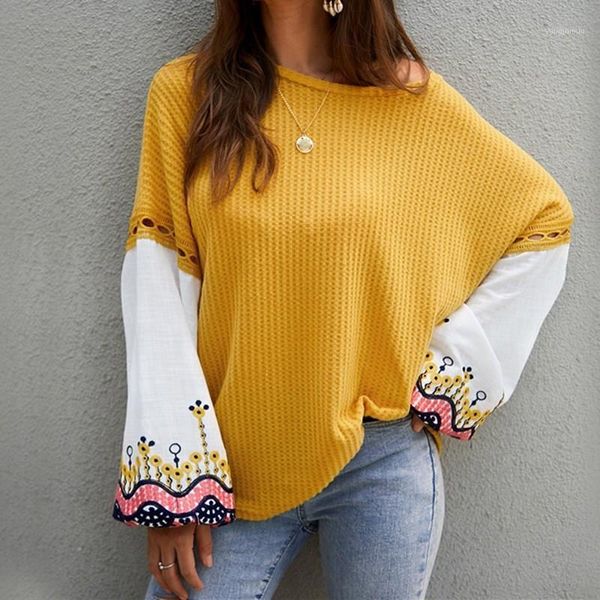 

2019 women winter embroidery long sleeve oversized sweaters fall fashion ladies pullovers patchwork loose sweaters1, White;black