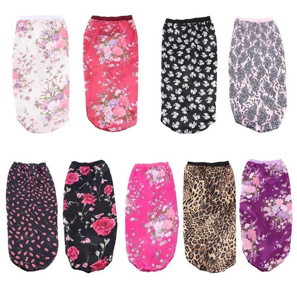 

satin bonnet sleep cap for curly long hair floral print elastic band turban hat 83xf, Blue;gray