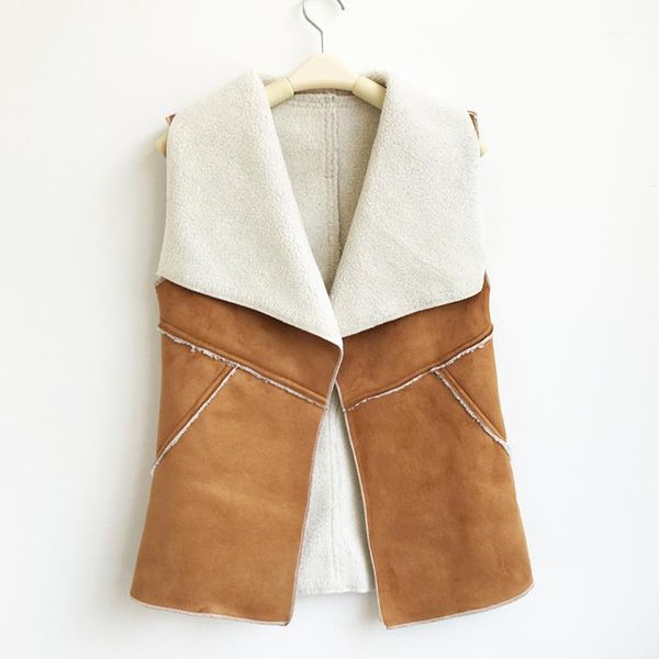 

faux fur herringbone vest jacket lady spring autumn women suede leather fall sleeveless open front fake fleece wasitcoat casual1, Black;white