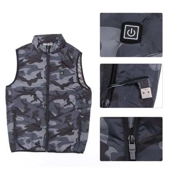 

outdoor t-shirts heated vest smart heating cotton usb infrared electric women thermal winter warm jacke, Gray;blue