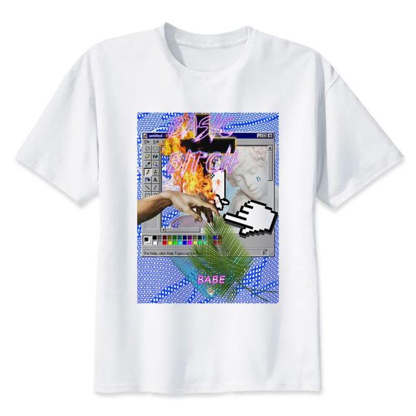 

vaporwave t shirt men printed side anime t shirt men o-neck print style short sleeve t-shirt tee clothes mr477 bbyzjt lg2010, White
