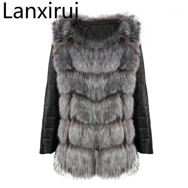 

lanxirui nuovo di alta qualita di alta imitazione volpe d 'argento cappotto pelliccia elaborazione maniche1, Black