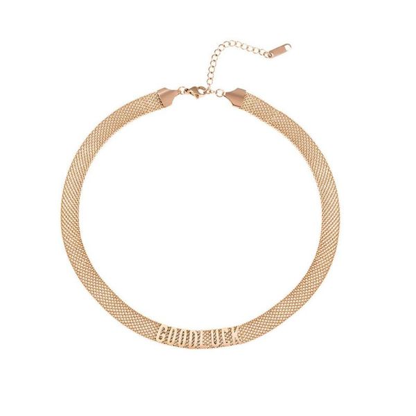 

new fashion good luck letters chokers necklace rose gold color titanium steel jewelry for woman gift not fade, Golden;silver