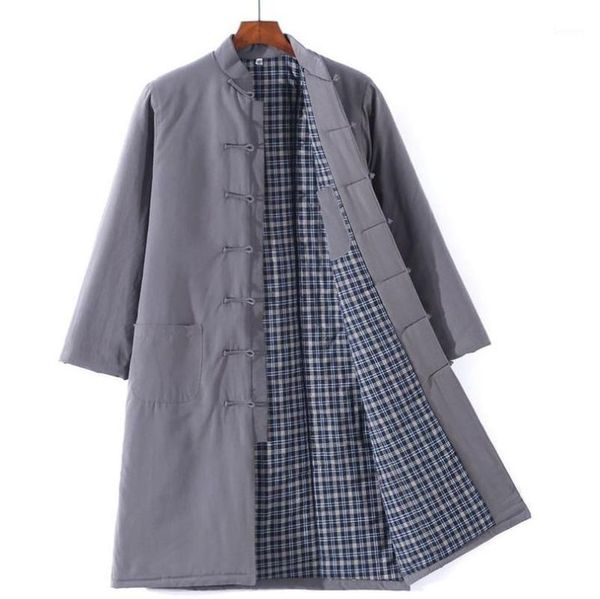 

3color cotton winter warm men tang suit robe tai chi uniforms wing chun lay clothes outfit black/blue/grey1