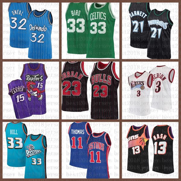 

vince michael 3 allen carter larry iverson bird jersey grant isiah hill thomas penny shaquille hardaway oneal steve bull nash garnett red, Black;red