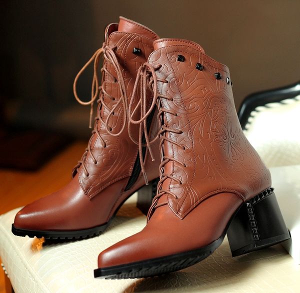 

size 2021 women's 22-26 in length autumn and winter boots on british relief flowers xioo, Black