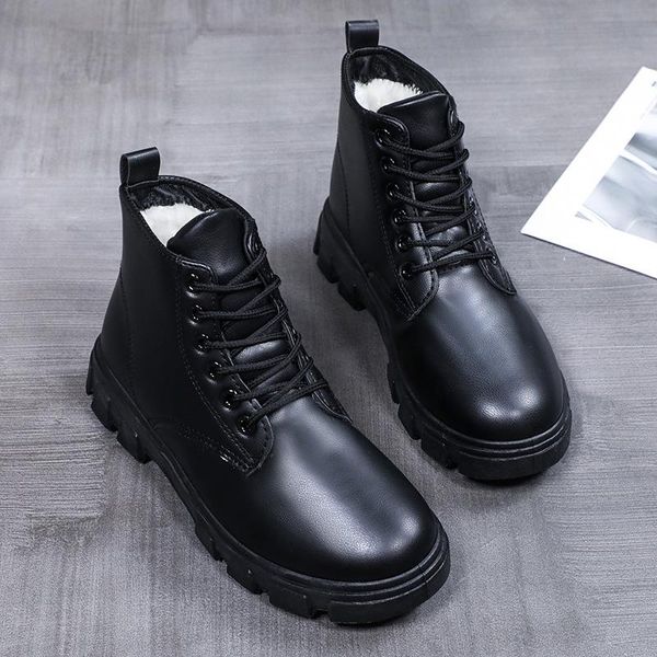 

2020 martin leather boot women british style new fall flat bottom short zapatos winter plush fashion net red ins trend boots, Black