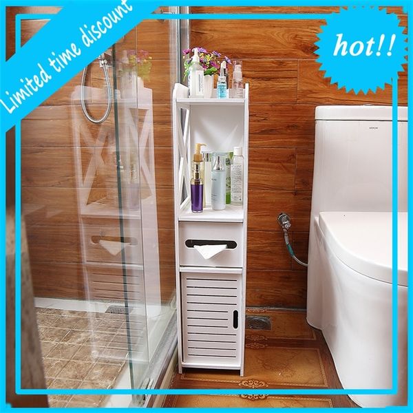 

floor mounted waterproof toilet side cabinet pvc rack bedroom kitchen storage shelves home bathroom organizer t200413