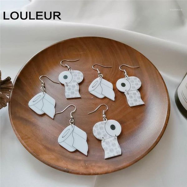 

New Funny Roll Paper Acrylic Dangle Drop Earrings Creative Paper Towel Toilet Earrings for Woman Girl Personality Jewelry1, Silver