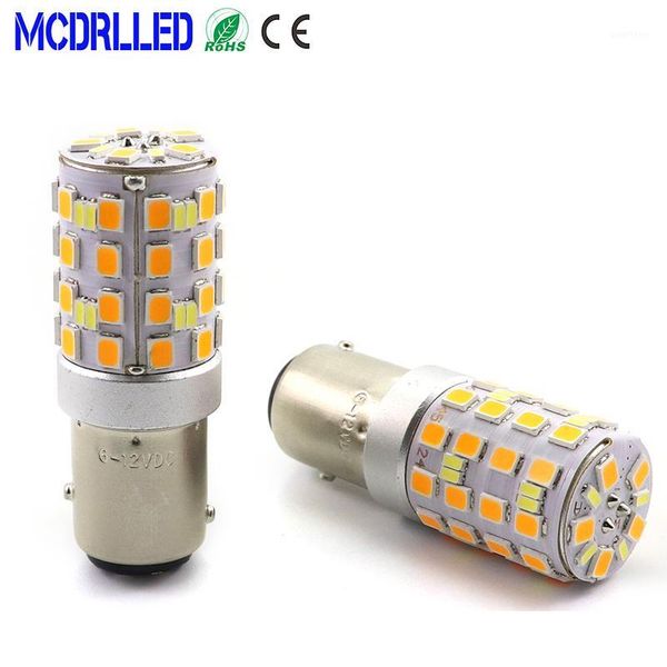 

mcdrlled 2pcs dual color p21/5w 1157 bay15d car led light boat semaphore signal lamp led bulbs 6-12v white yellow1