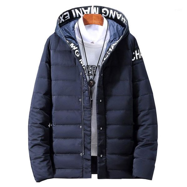 

white duck down men's winter jacket thick snow parka overcoat white duck down jacket men wind coat 0291, Black