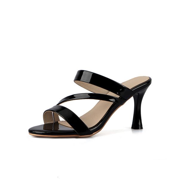 

new deadly 2021 big size 40 dig out stiletto sandals women's woman wedding shoes tchc, Black