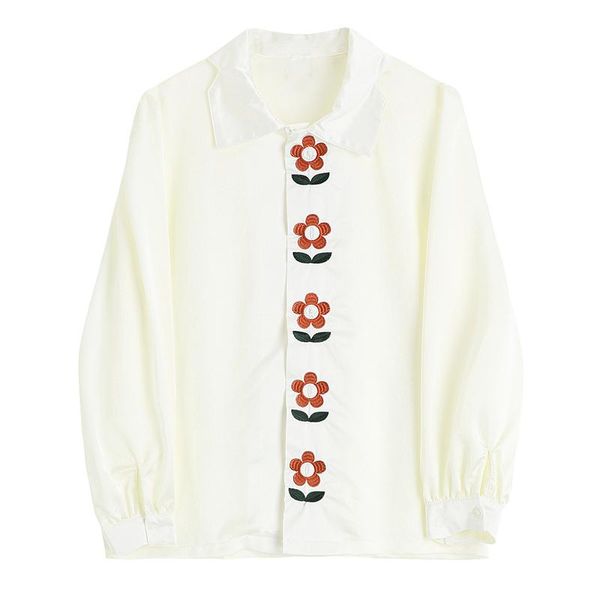 

women's blouses & shirts shirt women long sleeve flowerpuff lapel fashion tide spring autumn 2021, White