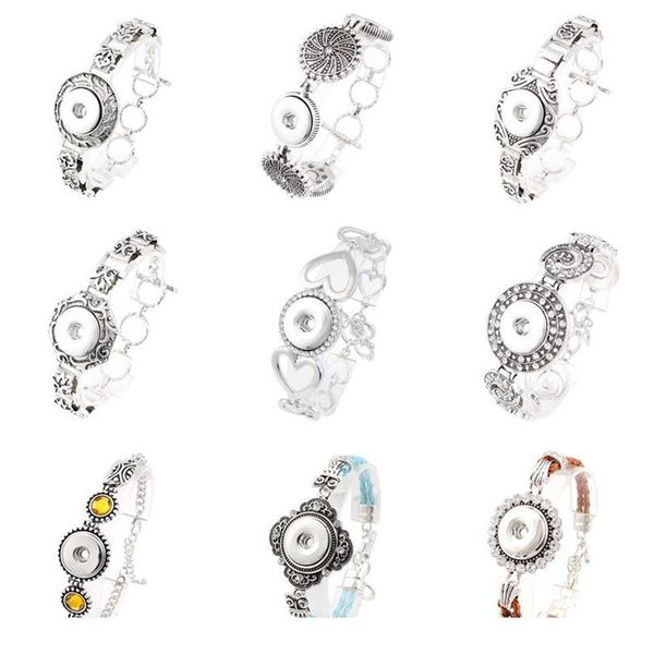 

new fashion 10 style metal snap bracelet bangles fit 18mm snap suttons diy jewelry for women m bbyije, Golden;silver
