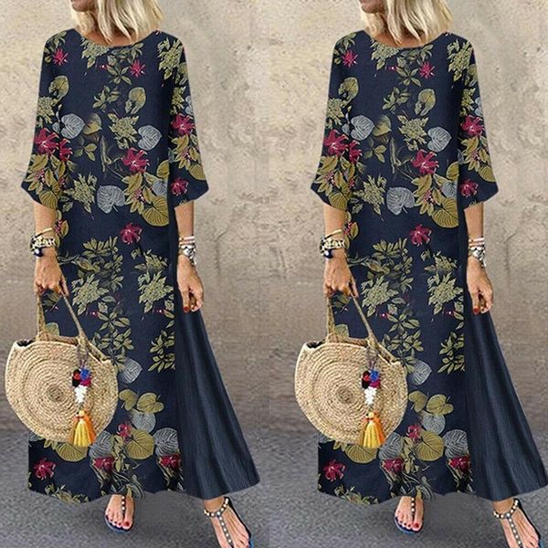 

boho womens maxi dress ladies summer short sleeve long kaftan sundress plus size drop shipping good quality, Black;gray