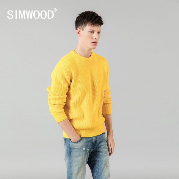 

simwood 2020 autumn winter warm sweater men casual special neck design knitwear pullovers brand clothing si980567, White;black