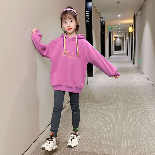 

sweater 2020 girls' plush winter new korean zhongda foreign sle children's hoodie rjlt, Black