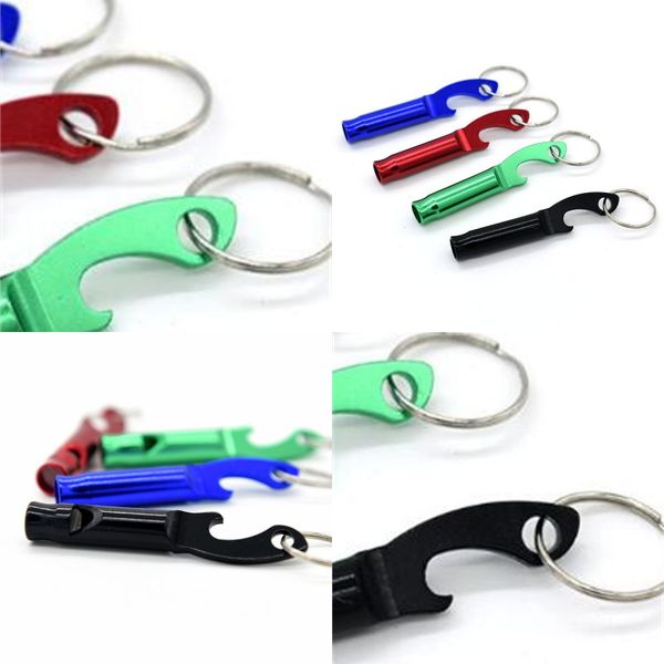 

aluminum alloy whistle portable tape key buckle black multi colors with whistles bottle opener new arrival 1 5zb l1