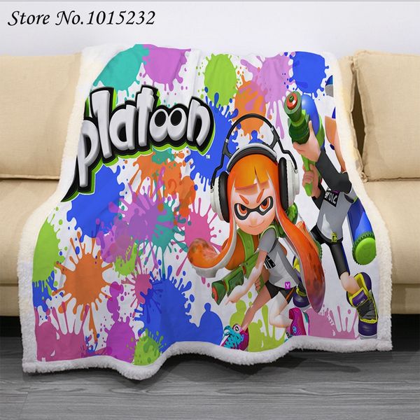 

splatoon мультфильм игры забавный персонаж одеяло 3d печать шерпа одеяло на кровати домашний текстиль сказочной стиль