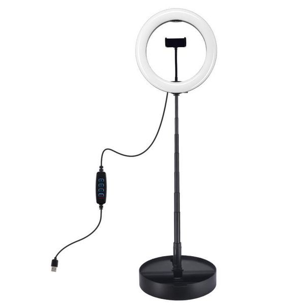 

26cm dimmable led ring light with round base bracket selfie phone clip flashes