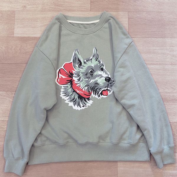 

2021 autumn women vintage army green pullover cotton loose round neck sweatshirt harajuku cute puppy hoodies female 1f6o, Black