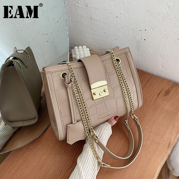 

cross body [eam] women tote bag chains elegant pu leather flap personality all-match crossbody shoulder fashion tide 2021 18a1593