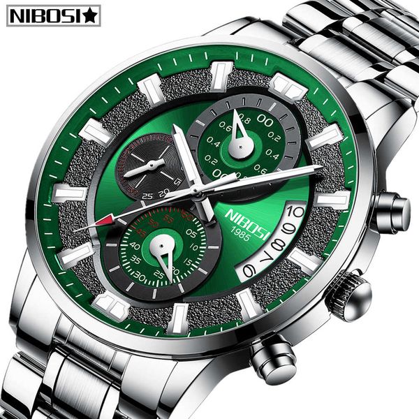 

relogio men new masculino design nibosi watches luxury famous brand men's fashion casual dress watch military quartz wristwatches saat, Silver