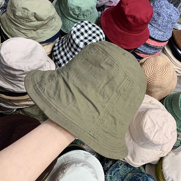 

make japanese old wash solid color micro straight tube fisherman's hat men's women's outdoor sun visor new style in spring an, Blue;gray