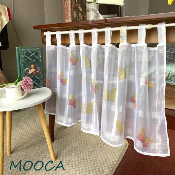 

white short curtain with butterfly cabinet curtain kitchen