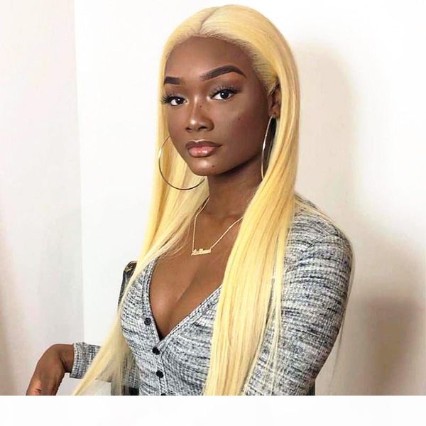 

brazilian virgin hair silky straight #613 blonde full lace wig with baby hairs honey blonde pre plucked human hair lace front wigs, Black;brown