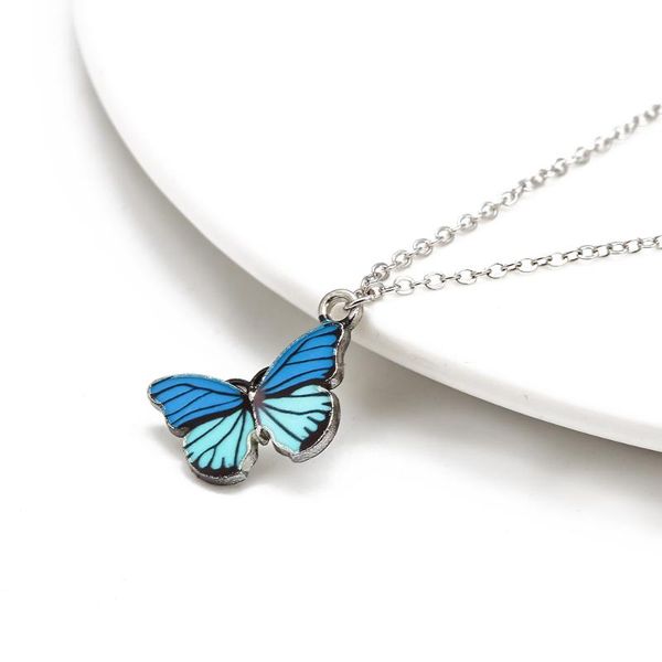 

dangle & chandelier sweet acrylic color butterfly necklace refined stylish mujer gift 2021 trendy for women long wild chain pendant resin in, Silver