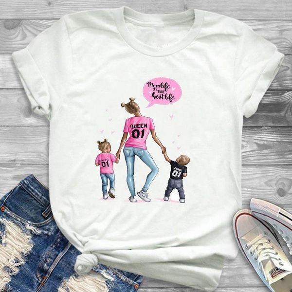 

2019 women shirt super mommy boy girl mother cartoon ladies womens sumer female t t-shirt graphic printed tshirt, White