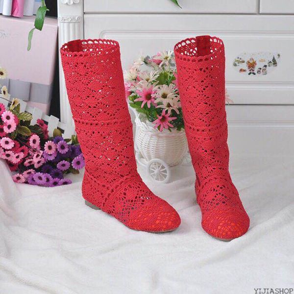 

boots various colors to choose from lace hollow shoes breathable braided wire mesh korean version high tube summer women's b, Black