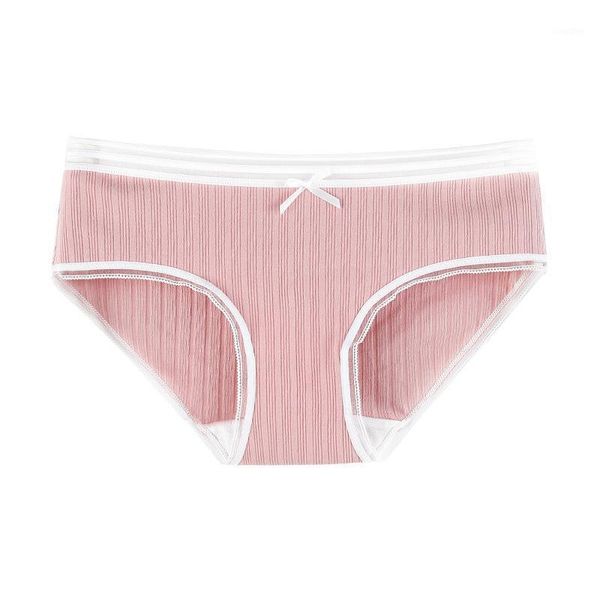 

new rib underpants women's soft cotton panties girls solid color briefs striped panty lingerie female underwear -l panty1, Black;pink