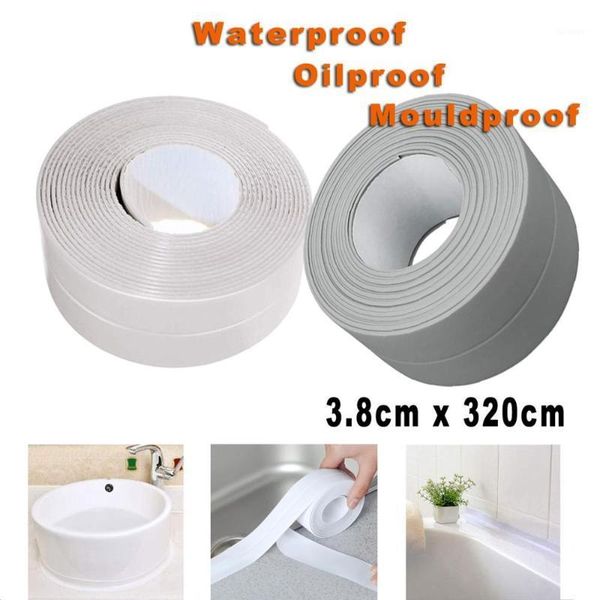 

3.2mx38mm bathroom shower sink bath sealing strip tape white pvc self adhesive waterproof wall sticker for bathroom kitchen1