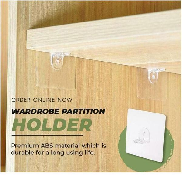 

wardrobe partition holder transparent self adhesive hook divider storage holder layered isolation wardrobe partitio jllqym