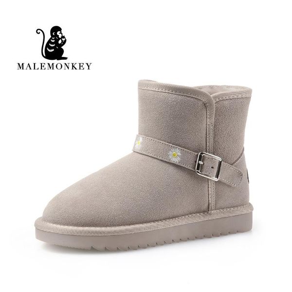 

women winter boots 2020 black sand warm cow suede leather ankle snow boots female plush classic botas mujer