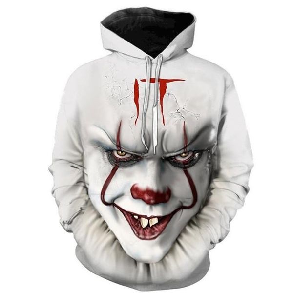 

european and american male designer clothing popular 3d digital printing clown fashion trend men's sweater baseball uniform sports shir, Black