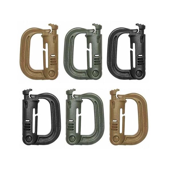 

50pcs plastic carabiner army d-ring hook molle webbing backpack buckle clip snap safe lock camping hiking climb outdo jllhzw