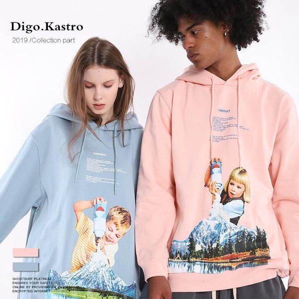 

men's hoodies & sweatshirts 2021 tide brand funny kid creative printing retro men / women pullover streetwear loose couple sweatshirt1, Black